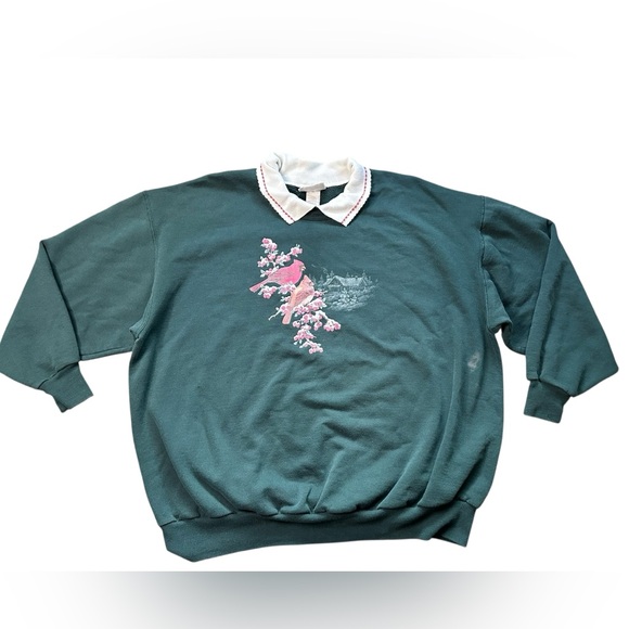 Vintage 90s Women’s Day Breeze Cardinal Sweatshirt Collared Cottagecore XL - Picture 1 of 9